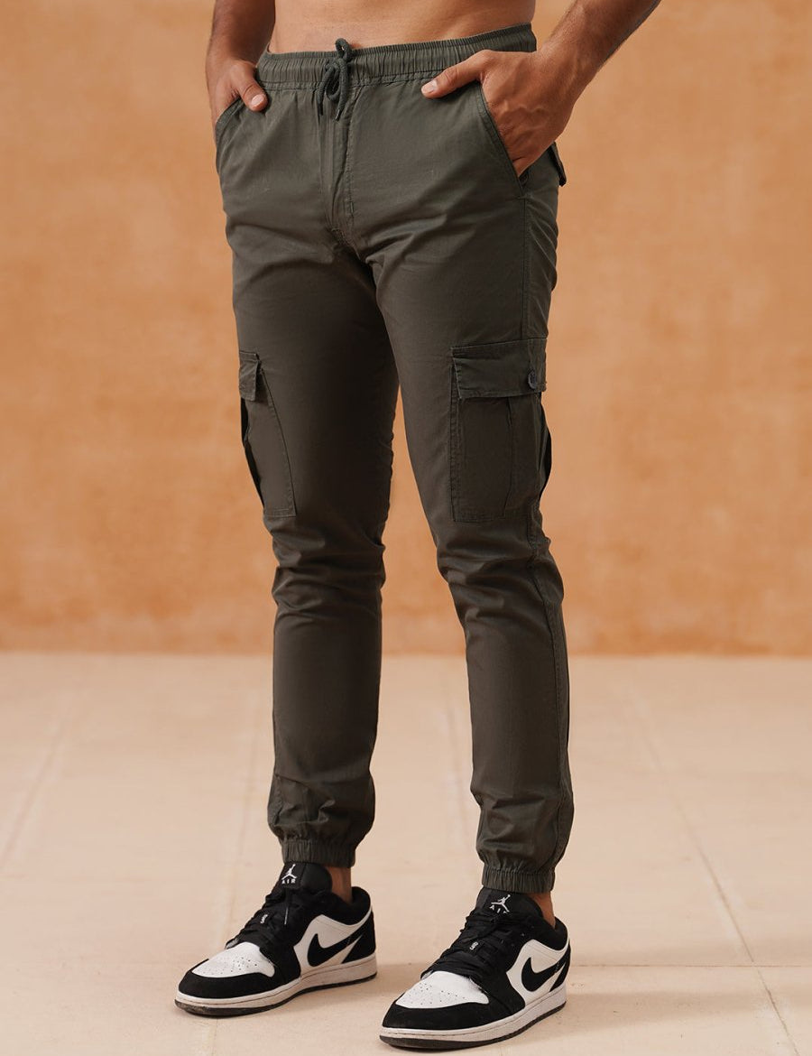 Indian Needle Men's Casual Cotton Solid Cargo Pants - KGP_155Grey_30