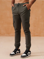 Indian Needle Men's Casual Cotton Solid Cargo Pants - KGP_155Grey_30