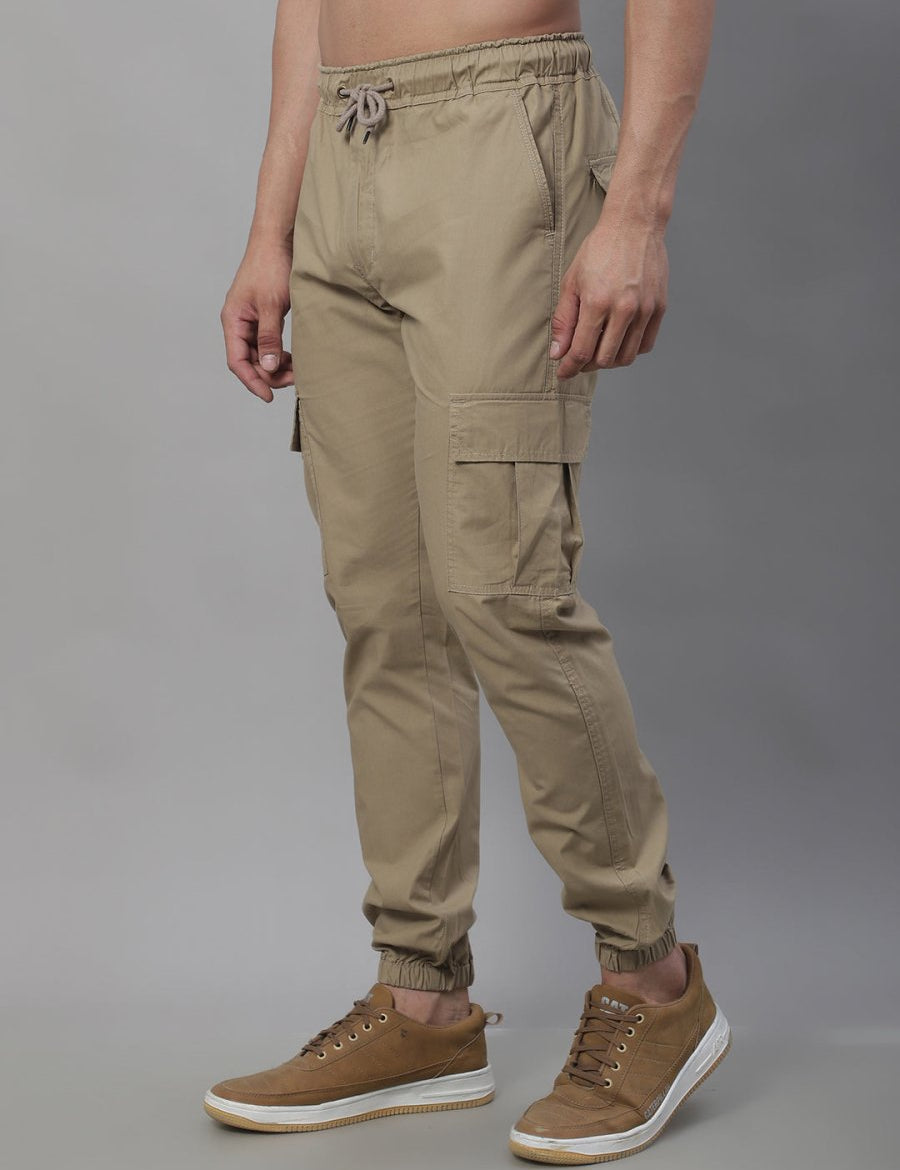 Indian Needle Men's Casual Cotton Solid Cargo Pants - KGP_155Beige_30