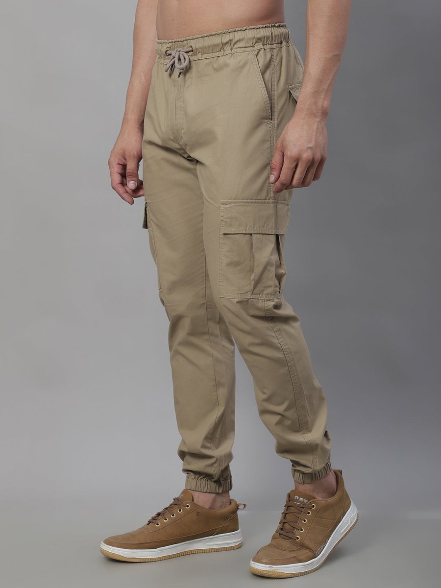 Indian Needle Men's Casual Cotton Solid Cargo Pants - KGP_155Beige_30