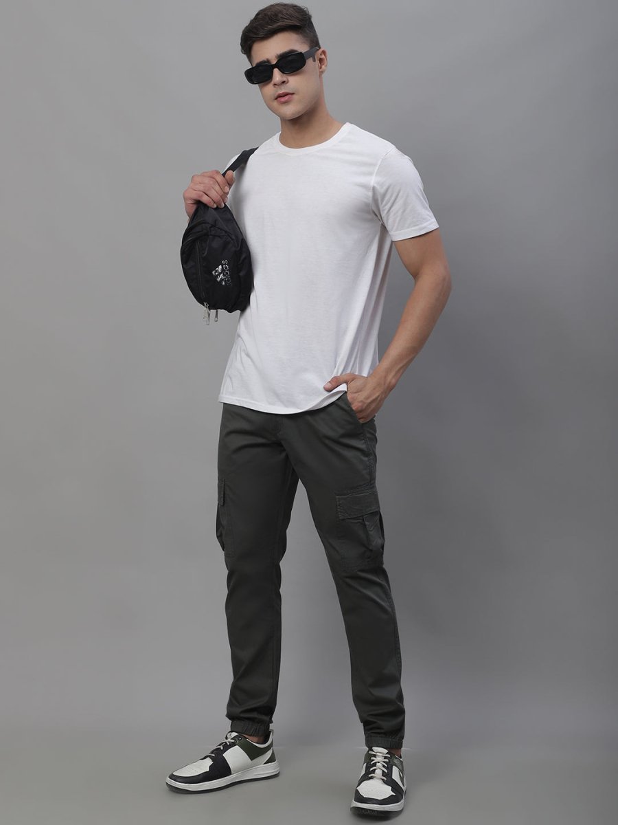 Indian Needle Men's Casual Cotton Solid Cargo Pants - KGP_155Grey_30