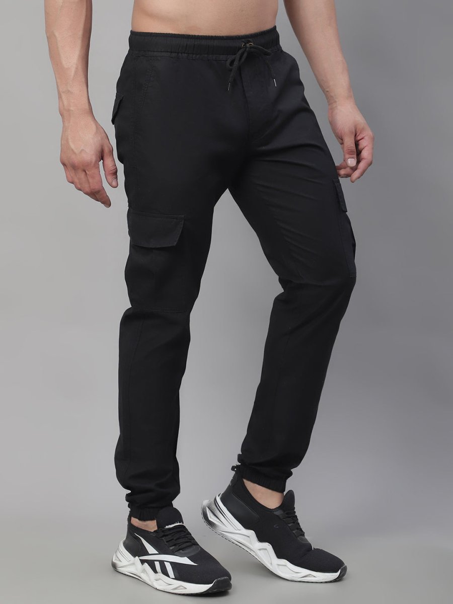 Indian Needle Men's Casual Cotton Solid Cargo Pants - KGP_155Black_30