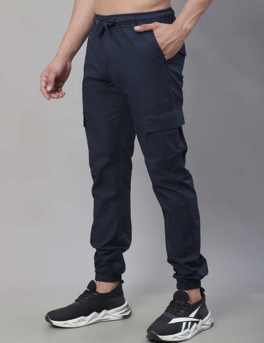 Indian Needle Men's Casual Cotton Solid Cargo Pants - KGP_155Navy_30