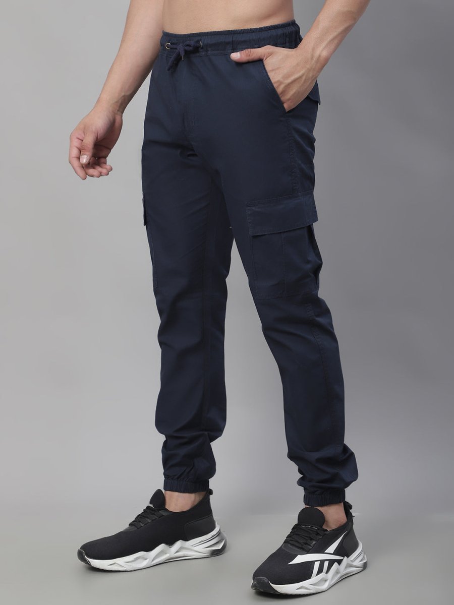 Indian Needle Men's Casual Cotton Solid Cargo Pants - KGP_155Navy_30