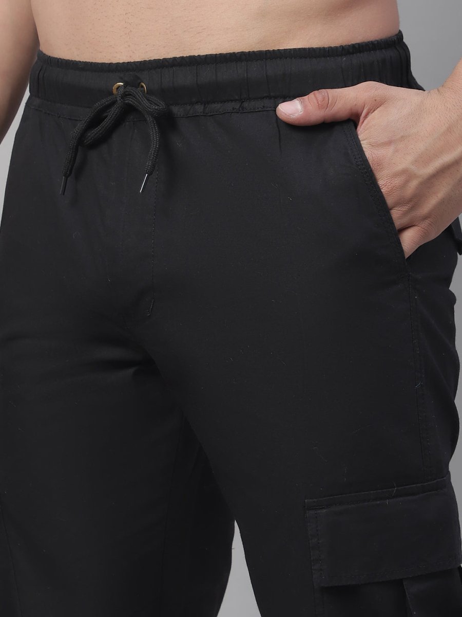 Indian Needle Men's Casual Cotton Solid Cargo Pants - KGP_155Black_30