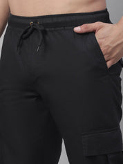 Indian Needle Men's Casual Cotton Solid Cargo Pants - KGP_155Black_30