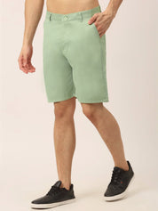 Indian Needle Men's Casual Cotton Solid Shorts - SGP_153Pista-Green_30