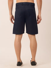 Indian Needle Men's Casual Cotton Solid Shorts - SGP_153Navy_30