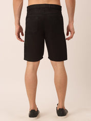Indian Needle Men's Casual Cotton Solid Shorts - SGP_153Black_30