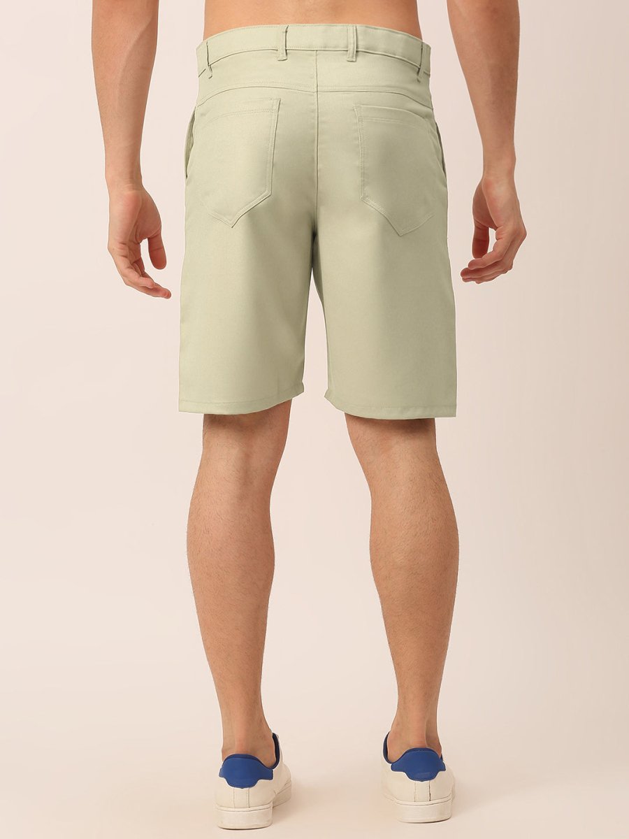 Indian Needle Men's Casual Cotton Solid Shorts - SGP_153Cream_30