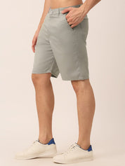 Indian Needle Men's Casual Cotton Solid Shorts - SGP_153Light-Grey_30