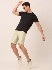 Indian Needle Men's Casual Cotton Solid Shorts - SGP_153Cream_30