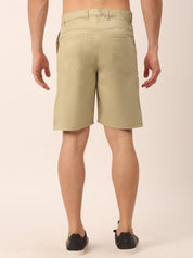 Indian Needle Men's Casual Cotton Solid Shorts - SGP_153Beige_30