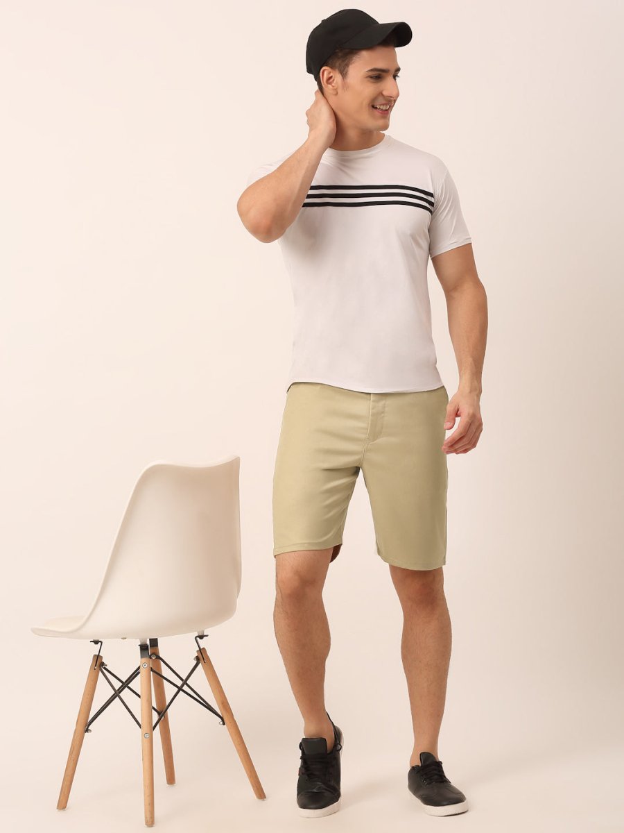 Indian Needle Men's Casual Cotton Solid Shorts - SGP_153Beige_30