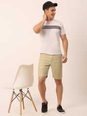Indian Needle Men's Casual Cotton Solid Shorts - SGP_153Beige_30