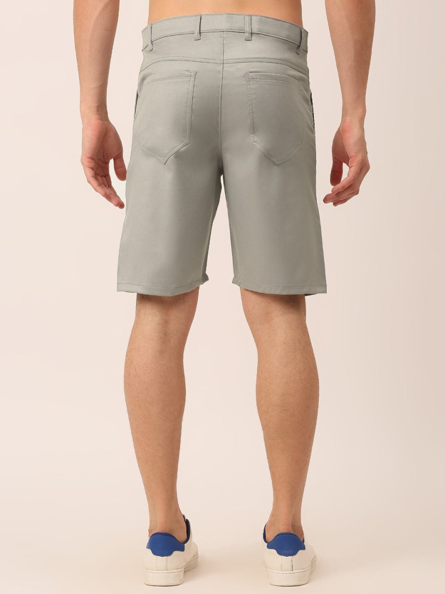 Indian Needle Men's Casual Cotton Solid Shorts - SGP_153Light-Grey_30