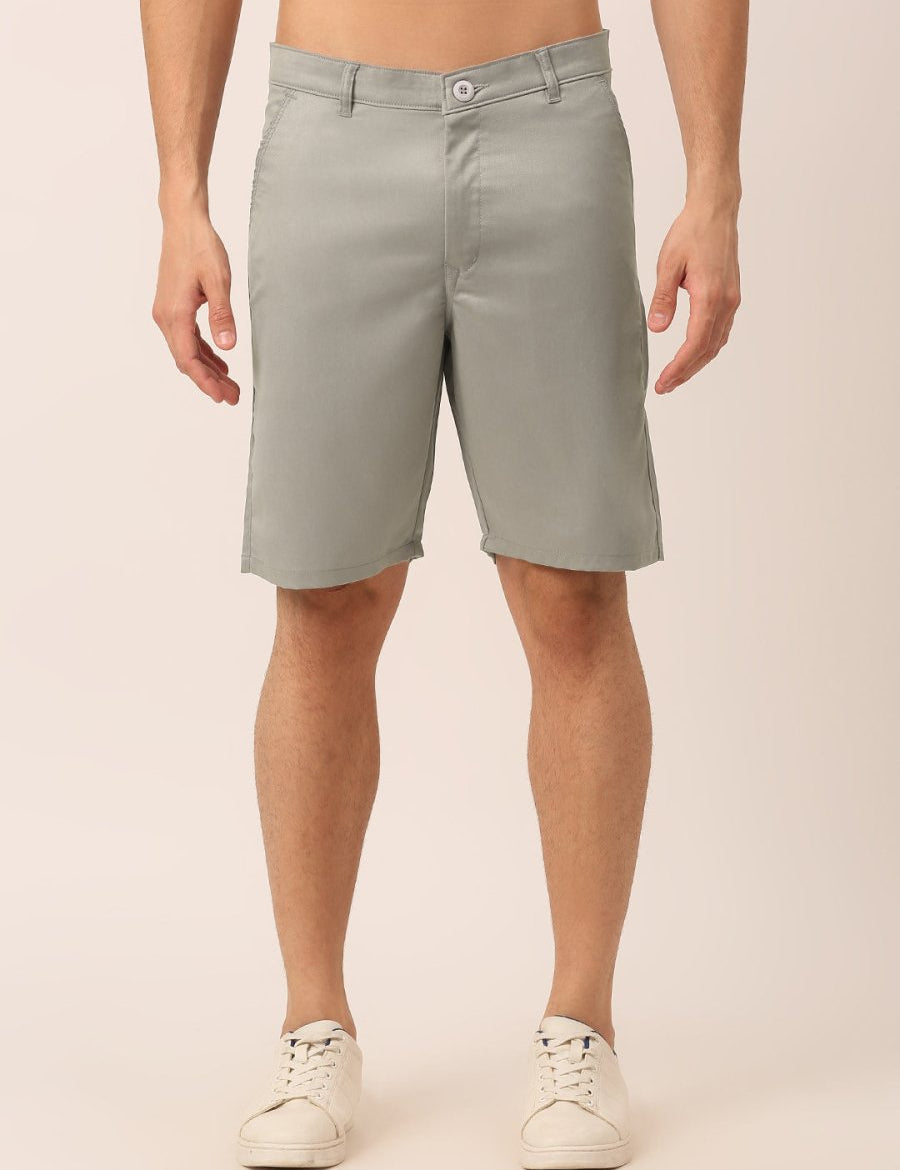 Indian Needle Men's Casual Cotton Solid Shorts - SGP_153Light-Grey_30