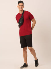 Indian Needle Men's Casual Cotton Solid Shorts - SGP_153Black_30