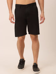 Indian Needle Men's Casual Cotton Solid Shorts - SGP_153Black_30