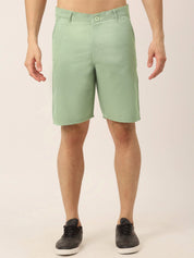 Indian Needle Men's Casual Cotton Solid Shorts - SGP_153Pista-Green_30
