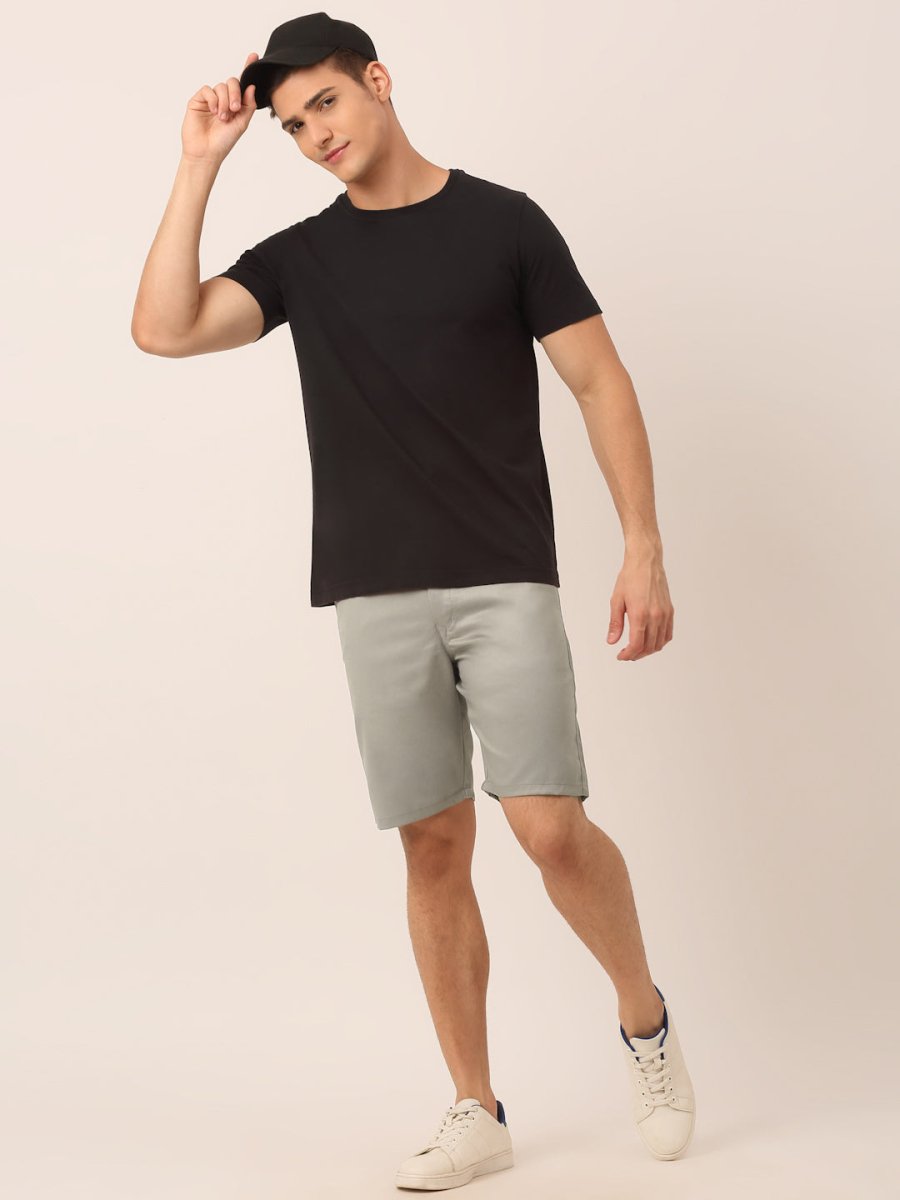 Indian Needle Men's Casual Cotton Solid Shorts - SGP_153Light-Grey_30