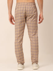 Indian Needle Men's Checked Cotton Track Pants - JOG_022Brown_28