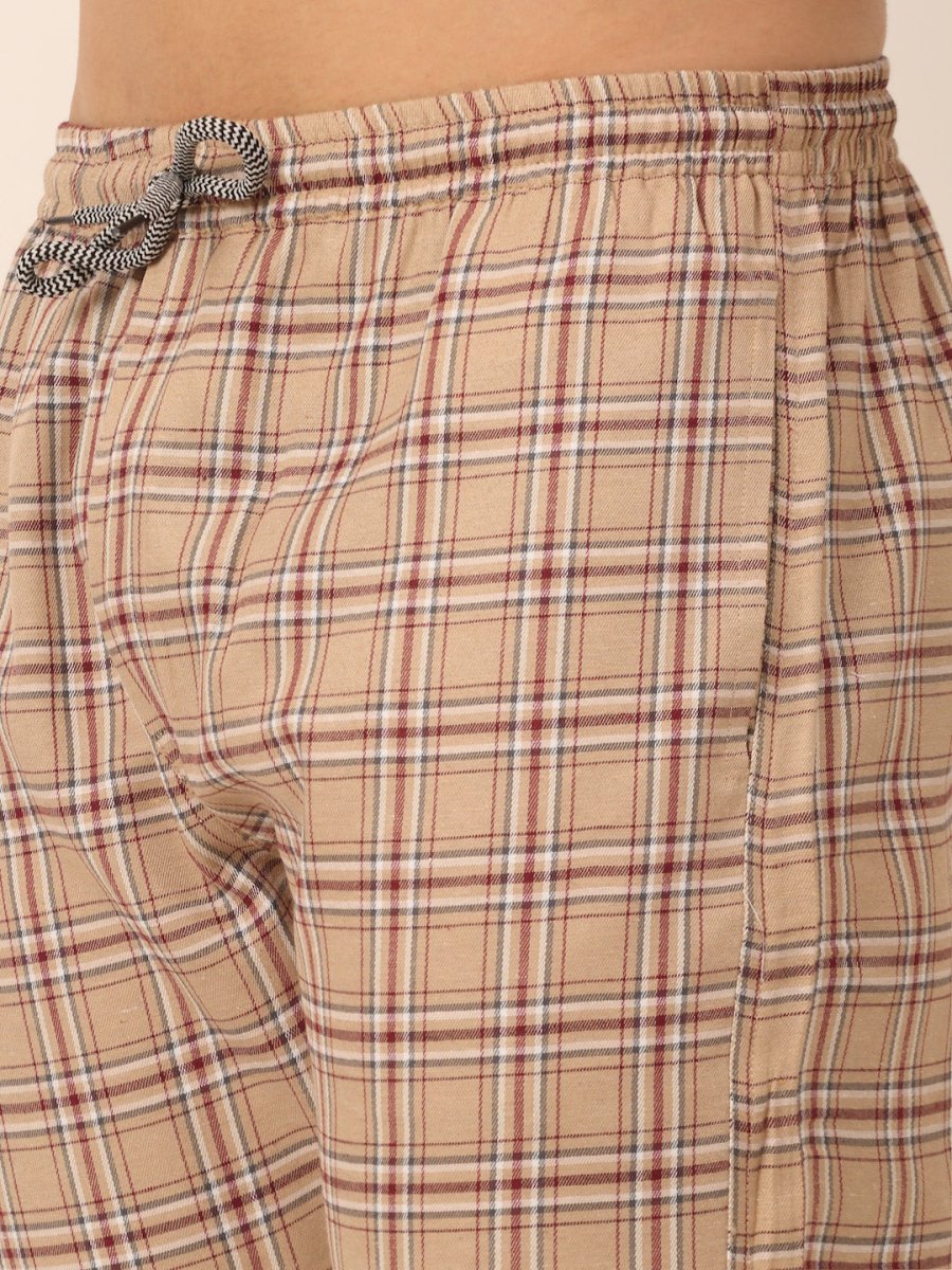 Indian Needle Men's Checked Cotton Track Pants - JOG_022Brown_28