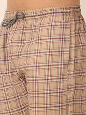 Indian Needle Men's Checked Cotton Track Pants - JOG_022Brown_28
