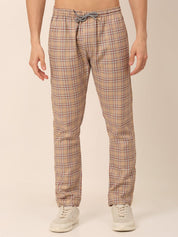 Indian Needle Men's Checked Cotton Track Pants - JOG_022Brown_28