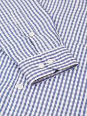Indian Needle Men's Cotton Checked Button Down Collar Formal Shirts - SF_810Blue_S
