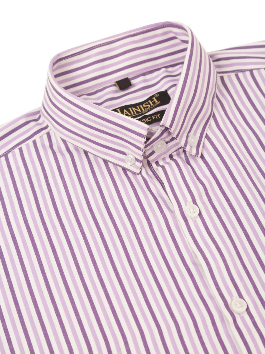 Indian Needle Men's Cotton Checked Button Down Collar Formal Shirts - SF_809Purple_S