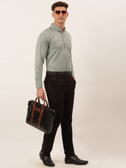 Indian Needle Men's Cotton Checked Button Down Collar Formal Shirts - SF_810Black_S
