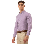Indian Needle Men's Cotton Checked Button Down Collar Formal Shirts - SF_810Purple_S