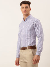 Indian Needle Men's Cotton Checked Button Down Collar Formal Shirts - SF_809Voilet_S
