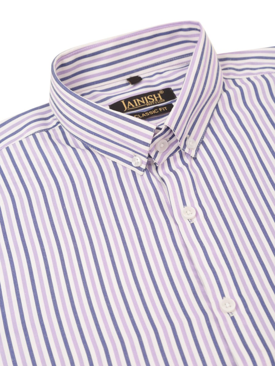 Indian Needle Men's Cotton Checked Button Down Collar Formal Shirts - SF_809Voilet_S