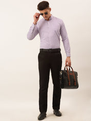 Indian Needle Men's Cotton Checked Button Down Collar Formal Shirts - SF_809Purple_S