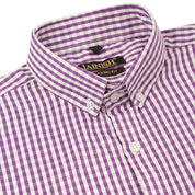 Indian Needle Men's Cotton Checked Button Down Collar Formal Shirts - SF_810Purple_S
