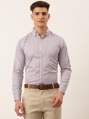 Indian Needle Men's Cotton Checked Button Down Collar Formal Shirts - SF_809Light-Purple_S