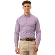 Indian Needle Men's Cotton Checked Button Down Collar Formal Shirts - SF_810Purple_S