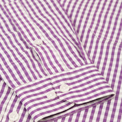 Indian Needle Men's Cotton Checked Button Down Collar Formal Shirts - SF_810Purple_S