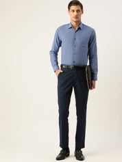 Indian Needle Men's Cotton Checked Formal Shirts - SF_804Blue_S