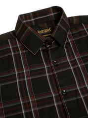 Indian Needle Men's Cotton Checked Formal Shirts - SF_834Black_S