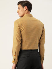Indian Needle Men's Cotton Checked Formal Shirts - SF_804Mustard_S