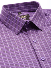 Indian Needle Men's Cotton Checked Formal Shirts - SF_800Voilet_S