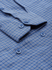 Indian Needle Men's Cotton Checked Formal Shirts - SF_804Blue_S