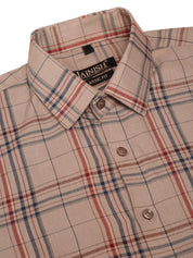 Indian Needle Men's Cotton Checked Formal Shirts - SF_819Brown_S