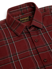 Indian Needle Men's Cotton Checked Formal Shirts - SF_836Maroon_S