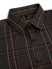 Indian Needle Men's Cotton Checked Formal Shirts - SF_834Brown_S