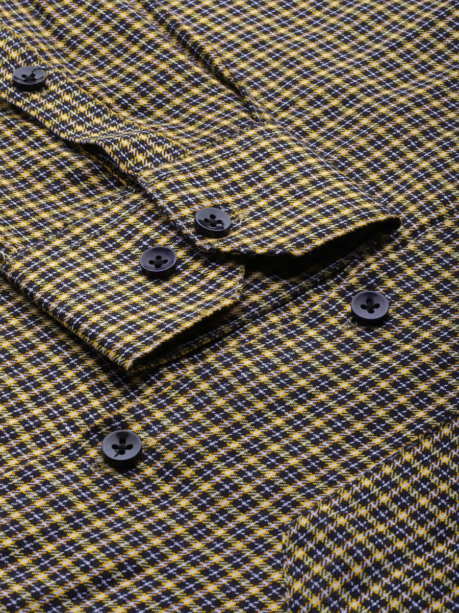 Indian Needle Men's Cotton Checked Formal Shirts - SF_804Black_S