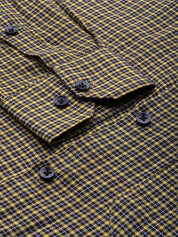 Indian Needle Men's Cotton Checked Formal Shirts - SF_804Black_S